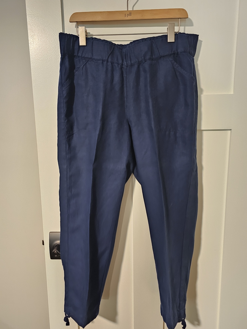 J.Jill Women's Navy Elastic-Waist Cropped Pants
